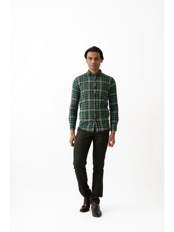 Sanskar-Menswear-Casual Shirt-Bottle Green Checks